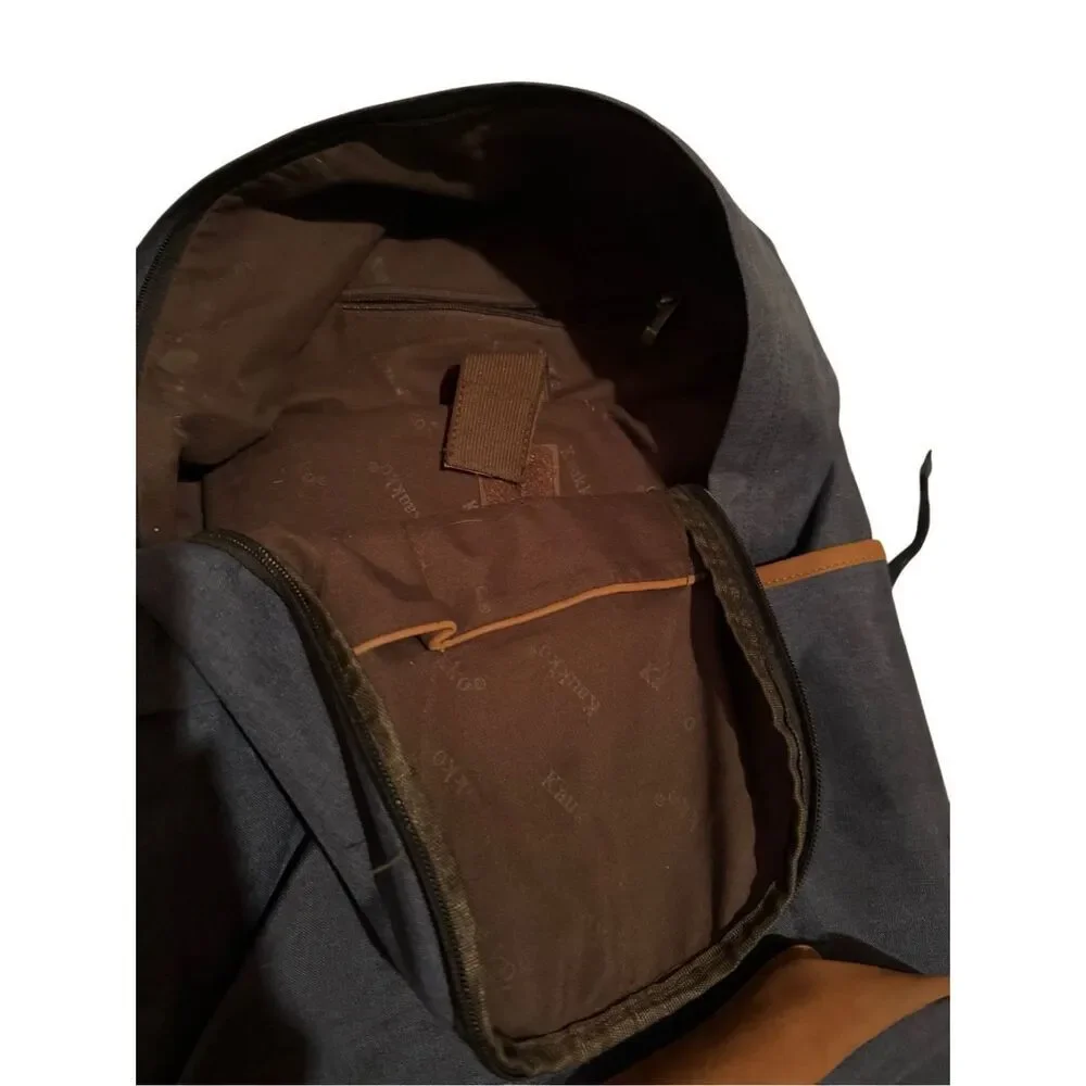 KAUKKO Stylish College School Backpack Travel Navy Blue Brown Medium Average siz
